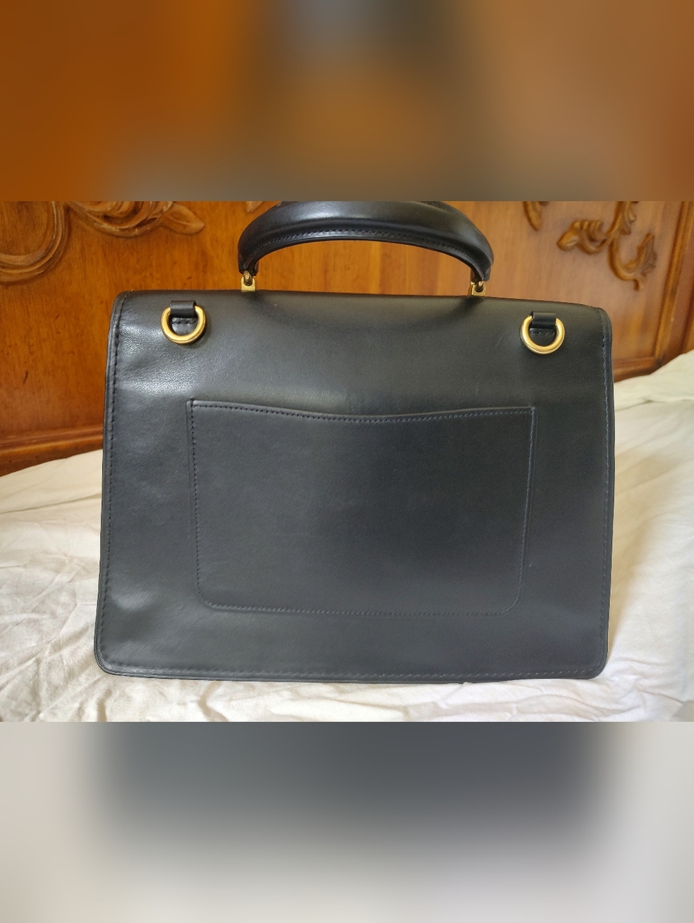 Coach Black Leather Top Handle Satchel Gold Turnlock 69519 Parker - Picture 6 of 14